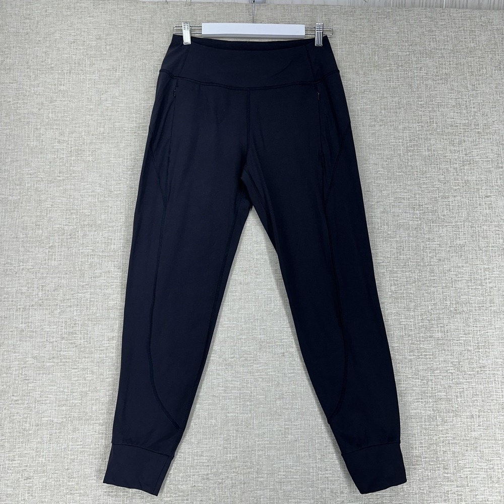 Athleta Jogger Pants Womens XS Black Distance Fleece Lined High Rise Zip Pocket